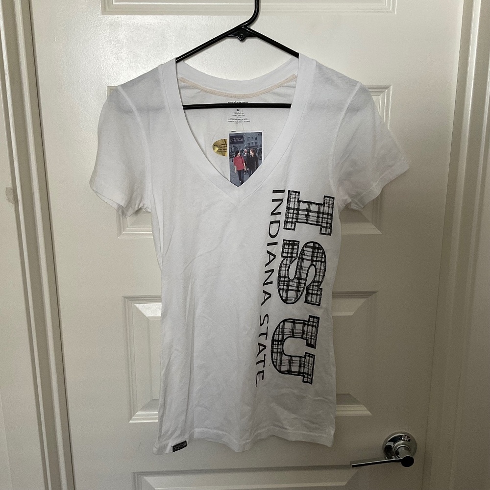 Jansport ISU Indiana State Darcy V-Neck Tee - White - Size Medium
